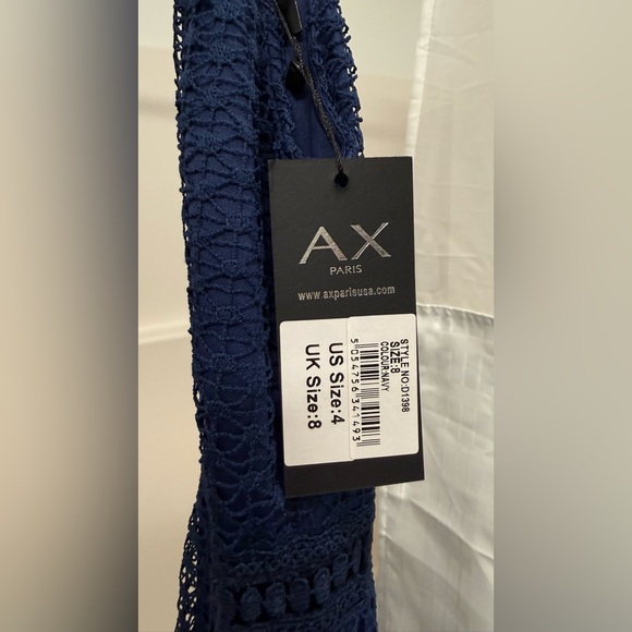 Women’s Navy Lace Halter Tiered Dress - Picture 3 of 5